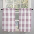 thumbnail image 2 of Pink White Plaid Kitchen Curtain 84 Inch Length Small Short Cafe Tiers Curtains Drape, Modern Geometric Checkered Lattice Window Treatment Rod Pocket Curtains Drapery Panels, 42x84, 2 of 5