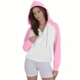 thumbnail image 3 of APEXFWDT Women's Zip-Up Cropped Hoodie Jacket Color Block Raglan Sleeve Casual Sweatshirt Athletic Outerwear,M,Pink, 3 of 8