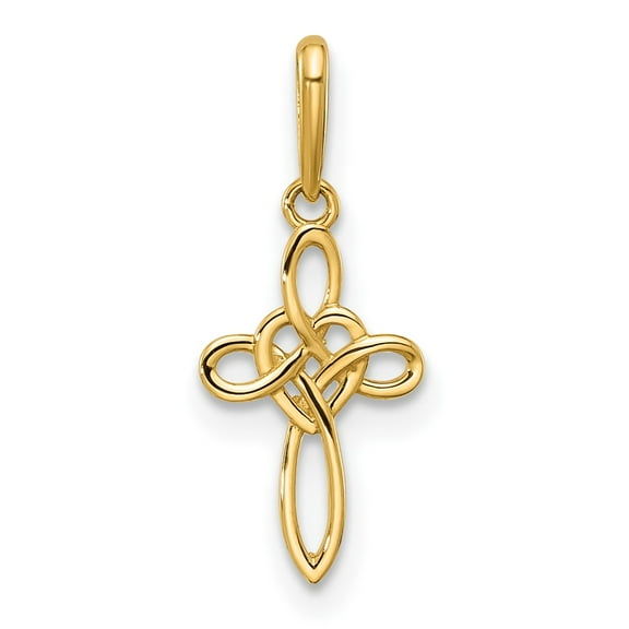 14K Gold Polished Heart Celtic Cross Pendant