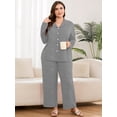 thumbnail image 3 of SHOWMALL Women's Plus Size Pajama Sets Long Sleeve Button Down Sleepwear 2-Piece Loungewear with Pockets, 3 of 7