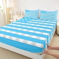 thumbnail image 3 of Homewish Fashion American Flag Full Size Sheets, Blue Plaid Stripes Bed Sheets, Modern Abstract Ombre Sheet Sets, Ultra Soft Bedroom Decor, 4pcs, 3 of 7