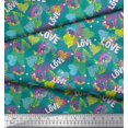 thumbnail image 2 of Soimoi Green Moss Georgette Fabric Text,Lips & Heart Print Fabric by Yard 42 Inch Wide, 2 of 3