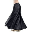 thumbnail image 2 of PNTUTB Women's Solid Color Flowing Elastic Waist Pleated Drapey Wide Hem Comfortable Ankle Length Skirt, 2 of 6