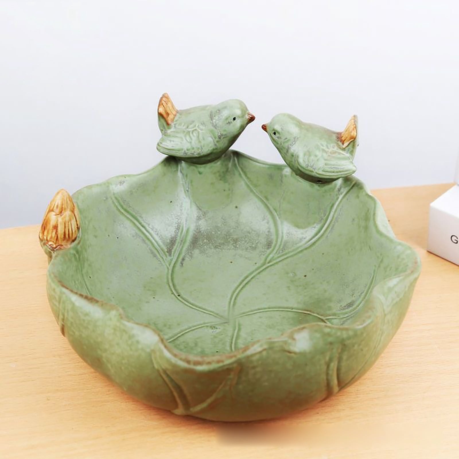 Eqslft Ceramic Bird Bath for Outside on Ground, Birds Bath Bowl Only, Ground Bird Feeders and birdbath for Outdoors, Garden, Tabletop, Deck, Balcony and Lawn