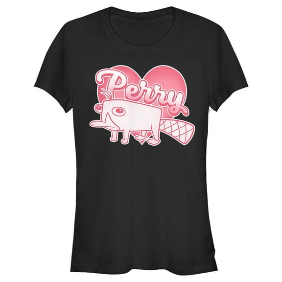Junior's Phineas and Ferb Perry Love Graphic Tee Black Small
