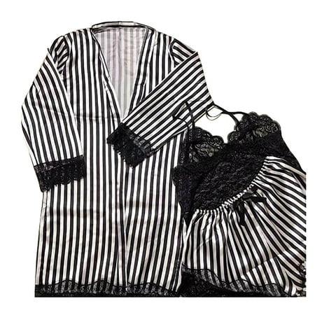 

Sebtyili Satin Silk Pajamas Ladies Nightdress Lingerie Robe Lingerie Pajamas