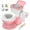 Pink, variant on Babybond 2-in-1 Toddler Potty Training Toilet, with toilet paper holder and storage shelf, featuring flushing sound, suitable for 1-3 year old toddlers, white.