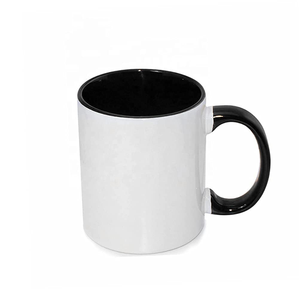 MR.R 11oz Set of 6Sublimation Blanks Dishwasher Ceramic Coffee Mugs with Black Color Mug Inner and Handle Drinking Cup Mug For Milk Tea Cola Water