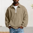 thumbnail image 2 of DxhmoneyHX Long Sleeve Shirts for Men Half Zip V Neck Lapel Golf Tops Lightweight Casual Collared Waffle Knit Textured Pullover Sweatshirts with Pocket, 2 of 6