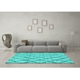 thumbnail image 3 of Ahgly Company Machine Washable Indoor Round Trellis Turquoise Blue Modern Area Rugs, 8' Round, 3 of 4