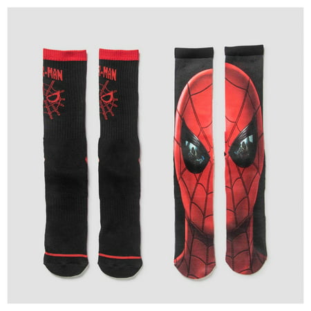 Marvel Avengers Super Hero Marvel Spiderman Suit Up Crew Sock Black 2 Pairs