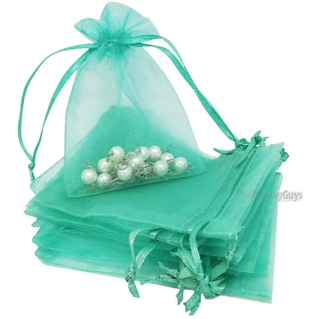 The Display Guys 48-pc 2x3 Teal Sheer Organza Gift Bag with Drawstring, Jewelry Candy Treat Wedding Party Favors Mesh Pouch