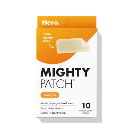 Hero Cosmetics Mighty Patch Surface Multi-Blemish Hydrocolloid Acne Pimple Patch, 10 Count