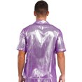 thumbnail image 2 of Miaeowve Mens Shiny Sheer Top PVC Leather Wet Look Glossy T-Shirt for Halloween Beach Pool Rave Party Purple 3XL, 2 of 5