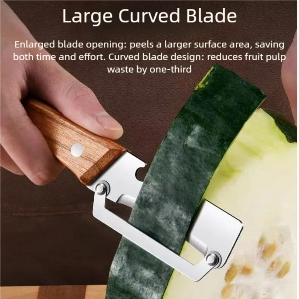 Vedaeyer Kitchen Multi-Function Stainless Steel Thickened Fruit Peeler Knife,Zero Snag Wooden Peeler,2-In-1 Multifunctional Design,Smooth, Ultra-Sharp Blade,Ideal For Kitchen Use