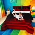 thumbnail image 3 of meiyoeat gradient Letter Pattern Full Size Comforter Sets,Black Red Monogram R Bedding Comforter Set,Black Reversible,3 Pieces,1 Comforter and 2 Pillowcases, 3 of 7
