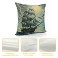 thumbnail image 4 of Creowell Throw Pillow Cover Ship Sailing Boat Sail Vintage Old Sea Sketch Wave Pillowcase Home Decorative Square Pillow Case Cushion Cover, 4 of 5