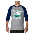 thumbnail image 1 of MmF - Mens Raglan Sleeve Baseball T-Shirts, up to Size 3XL - ONE HAPPY CAMPER, 1 of 4