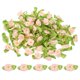 thumbnail image 1 of Mini Ribbon Roses Tiny Satin Fabric Flowers with Green Leaves Embellishments Light Pink, 1 of 5