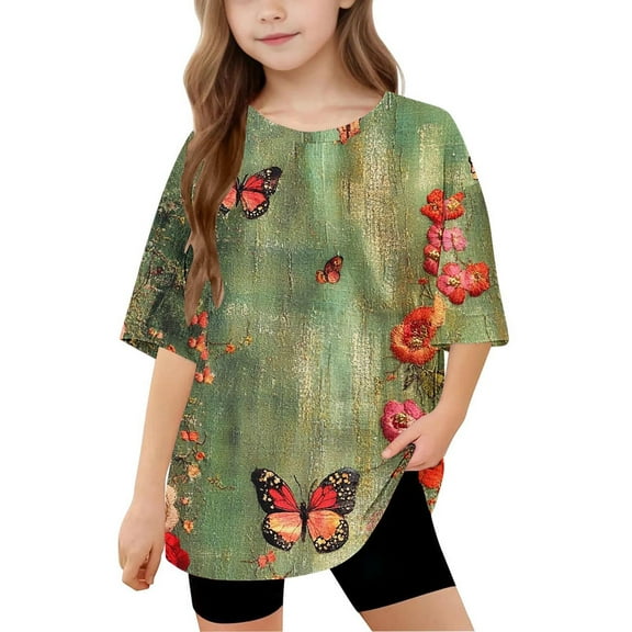 Shirt for Girls Crew Neck Kids Shirt Short Sleeve Shirts for Teens Pack Floral Print Top for Girls Top for Girls 10-14 my orders