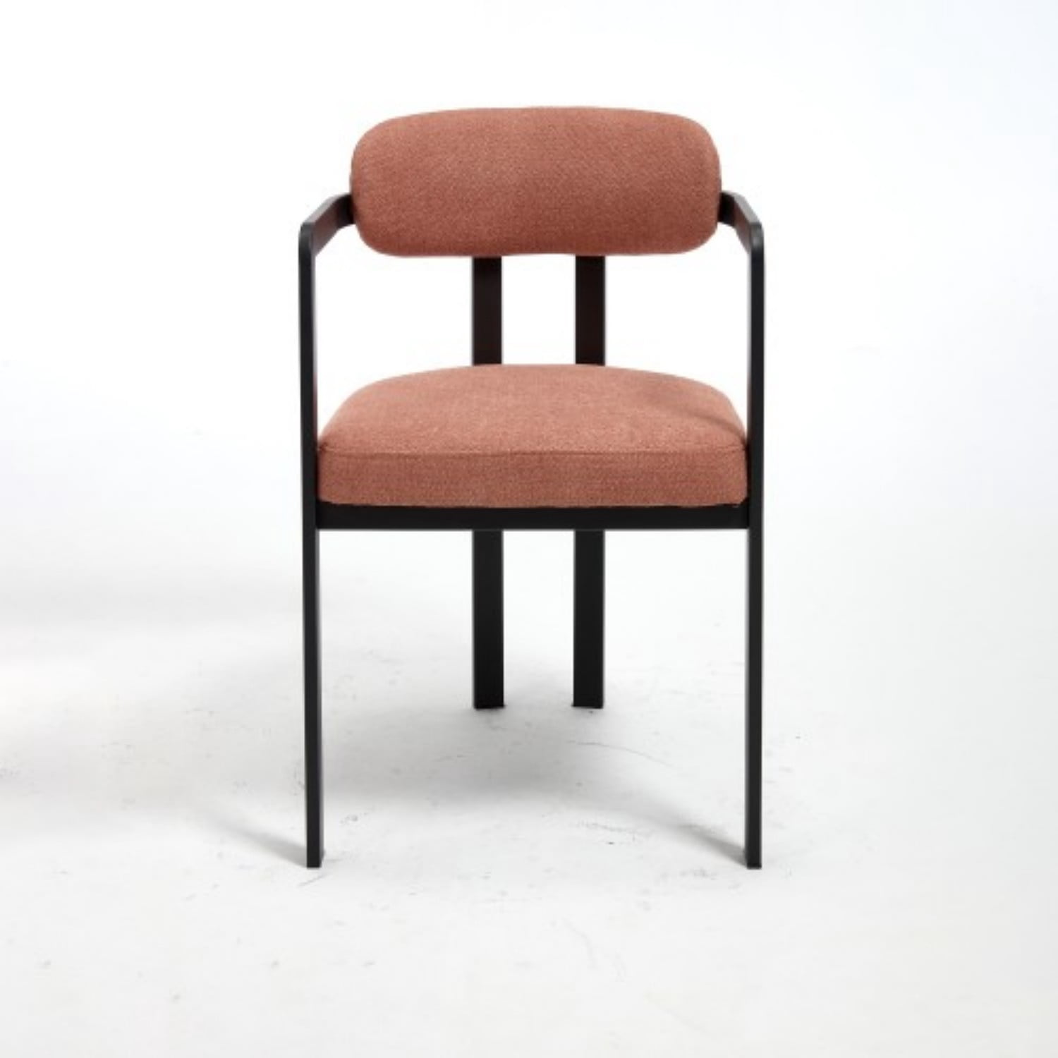 Modern Dining Room Chairs Set of 2 Mid Century Upholstered Boucle Dining Chairs with Curved Backrest Black Metal Legs Kitchen Side Chairs, Orange