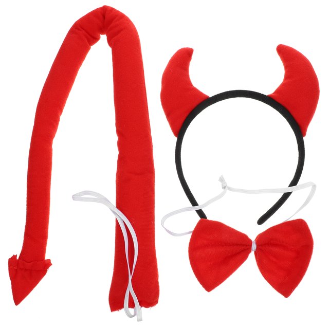 1 juego de disfraz de diablo para Halloween, diadema con cola de diablo, pajarita, disfraz de diablo para cosplay