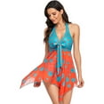 thumbnail image 4 of Plus Size Sexy Mesh Skirt Split Ladies Halter Bikini Swimsuit Two Piece, 4 of 6