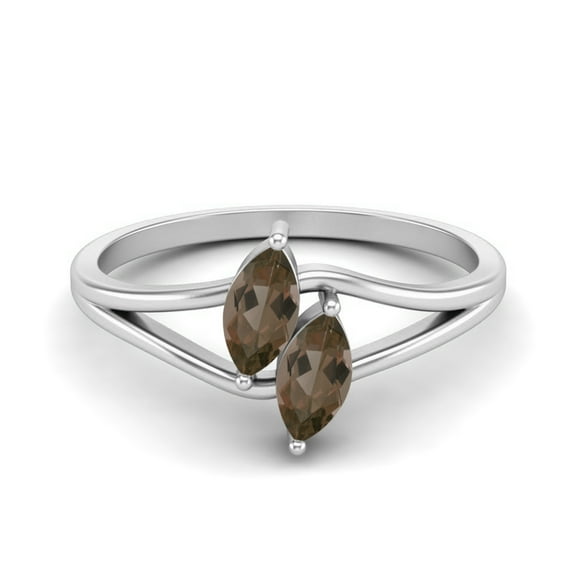 6X3mm Marquise Smoky Quartz 925 Sterling Silver Split Shank Women Mother's Day Gift Ring