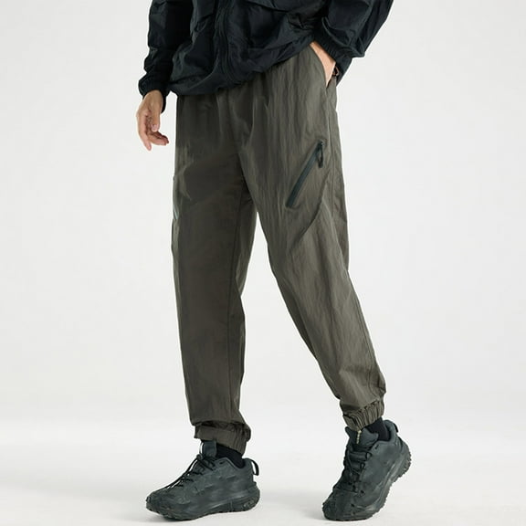 SYMOID Men's Nylon Spandex Jogger Pants - Army Green Size XS, Elastic Cuff for Daily & Light Outdoor Use