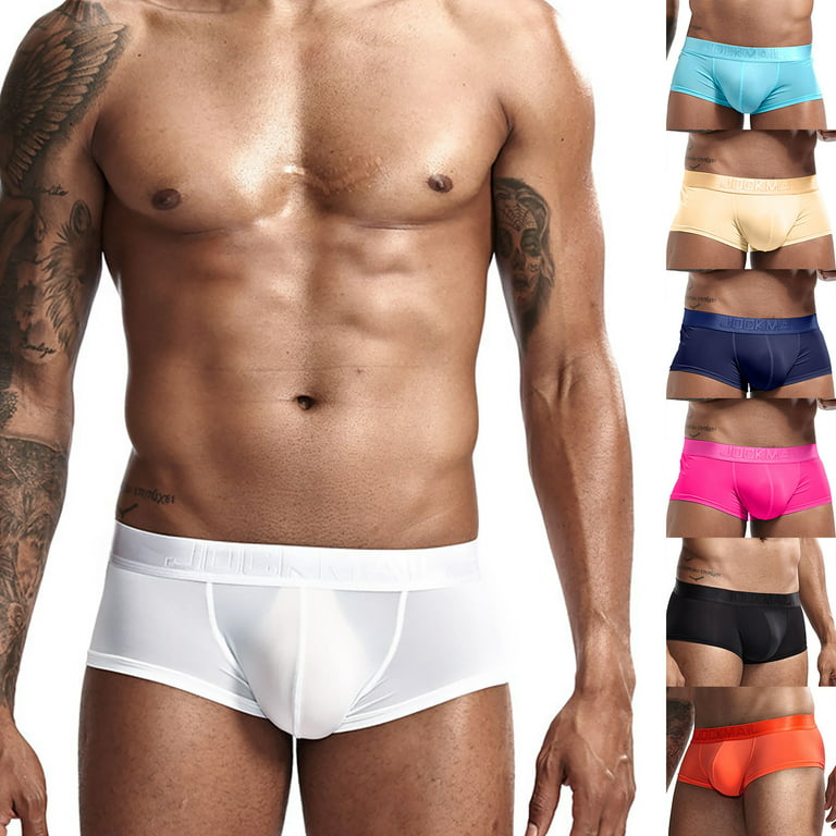 OVTICZA Men's Underwear Boxer Briefs Short Leg Ice Silk Stretch Sexy Mens  Underwear Stretch Random Color 6 Pack M 