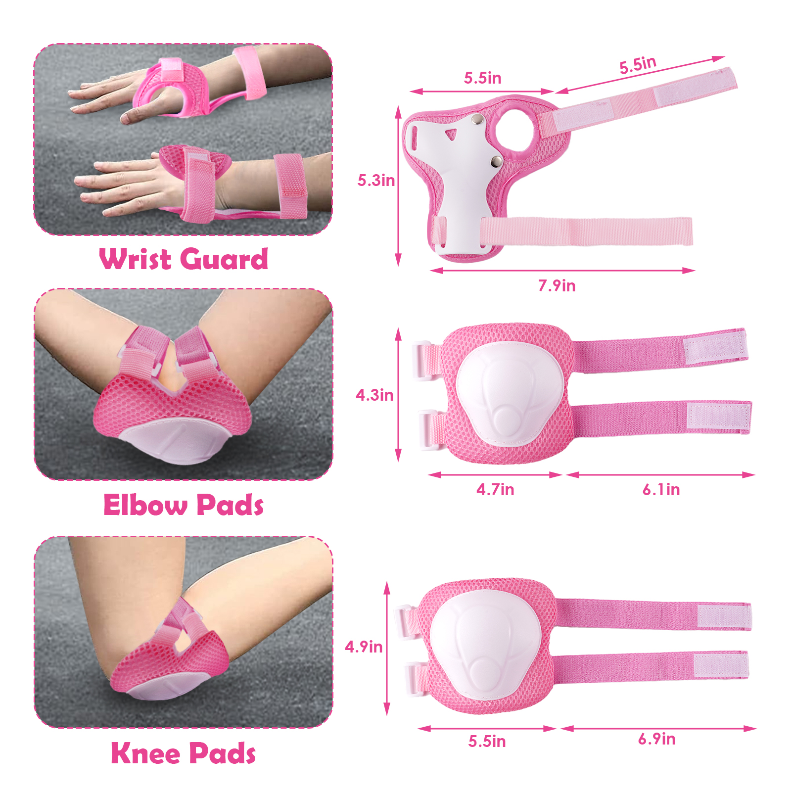 Buquapse Kids Bike Helmet & Protection Set, Pink photo 5