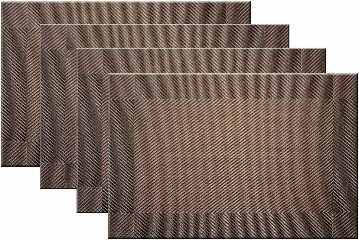 Placemats Set of 4 Washable Coffee HeatResistant Woven Vinyl PVC Table