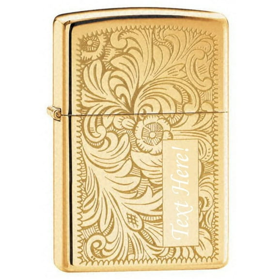 Zippo Lighter - Personalized Custom Message Engrave on Brass Zippo Lighter (Venetian 352B)