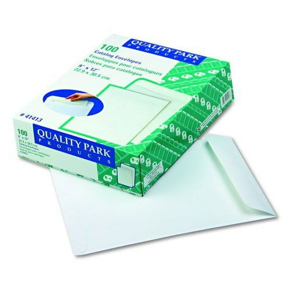 Catalog Envelope 10 1/2, Square Flap, Gummed Closure, 9 x 12, White, 100/Box