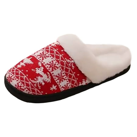 

Christmas Slippers for Women Men Printed Soft Plush Comfy Warm Fuzzy Slippers Thick Soled Indoor Outdoor Anti Slip Cotton Home Shoes