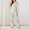 thumbnail image 2 of KLL Hand Drawn Snake Print Women's Long Sleeve Pajamas with Pants Sleepwear Loungewear 2 Set-X-Large, 2 of 7
