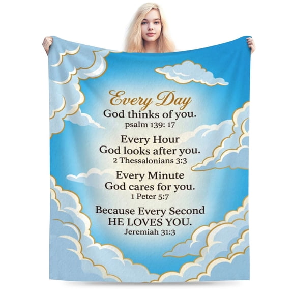Bible Verse Blanket with Inspirational Thoughts and Prayers- Religious Throw Blanket Soft Cozy Plush Warm Blankets for Women Men Gift 50x40