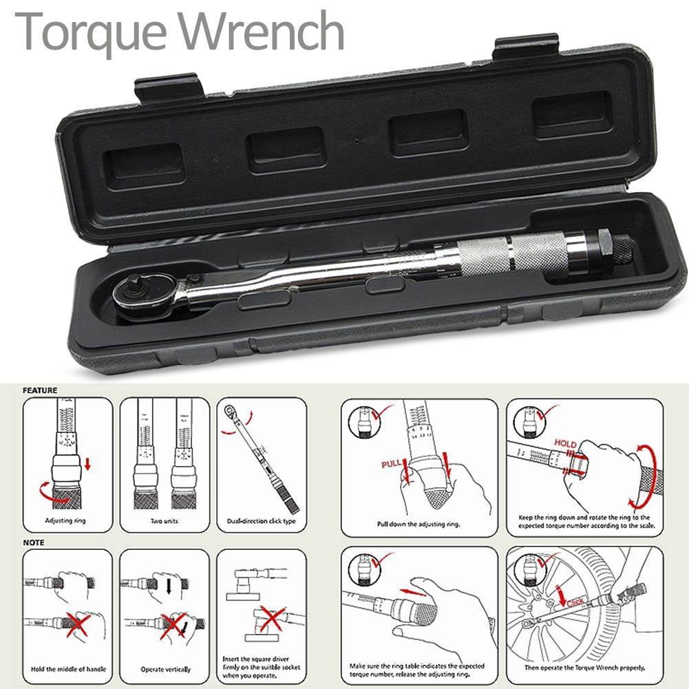 Adjustable Torque Wrench 5-25Nm 1/4" Square Drive Click Hand Ratchet Spanner Tool for Bike Car
