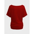 thumbnail image 4 of Womens Short Sleeve Boat Neck Side Shirring Dolman Drape Top, 4 of 6