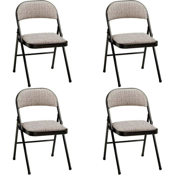 YYEAN 4-Pack Steel Frame Folding Dining & Event Chairs, Foldable Seating with Cushioned Seat and Padded Back for Kitchen, Parties or Game Tables-Brown