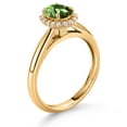 thumbnail image 3 of Gem Stone King 10K Yellow Gold Green Tourmaline and White Lab Grown Diamond Halo Engagement Ring for Women (0.83 Cttw, Gemstone October Birthstone, Oval 7X5MM, Size 8), 3 of 4