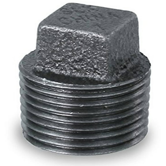 Supply Giant BMPL1120 Black Malleable Iron Plug with Square Head, 1-1/2"