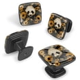thumbnail image 2 of 4 Pcs Cabinet Handle Drawer Pulls Panda Sunflower Knobs with Screws Square Furniture Office Cabinet Knob Decoration, 2 of 7