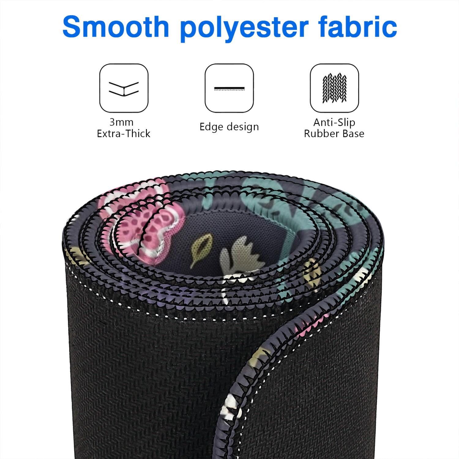 Long Mouse Pads for Desk,Pioneer Flower Floral Print Pattern Desk Mats on Top Of Desks, Desk Mouse Pad Extra Large with 3mm Non-Slip Base and Stitched Edge for Gaming,Office,Work,Home 47.3"x23.6"