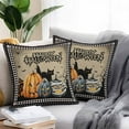 thumbnail image 2 of Outdoor Waterproof Pillow Covers Halloween Pumpkin Haunted House Decorative Throw Pillow Protectors,Black Cat Spiders Web Black Lattice Pillowcase Cushion Cases for Patio Sofa Garden,20x20in,2 Pack, 2 of 9