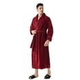 thumbnail image 3 of Bovxnpu Mens Bathrobes, Mens Fleece Robe Soft Warm Fleece Bathrobe Long Robe With Pockets, 3 of 5