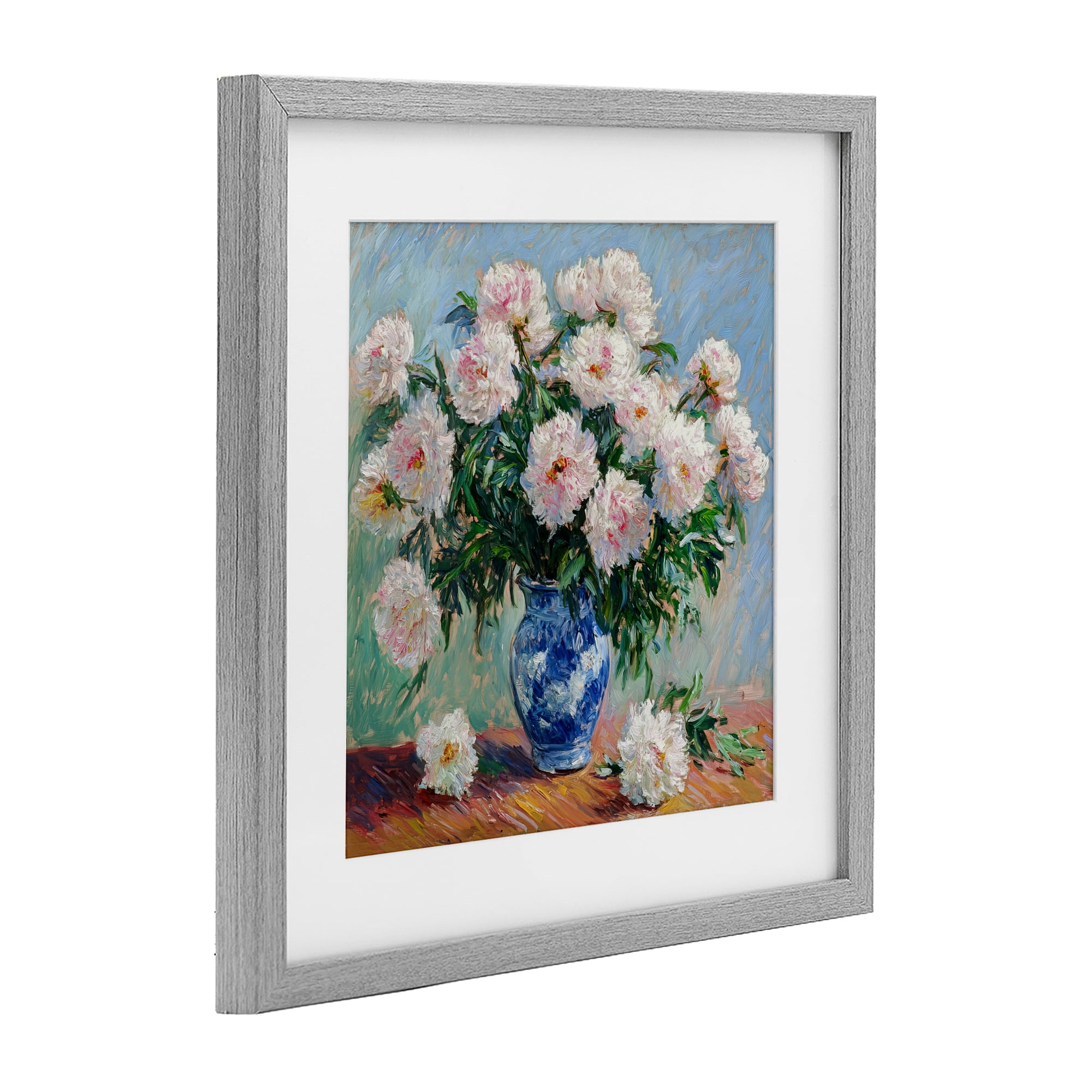 Stupell Industries Peonies in Blue Vase Gray Framed Print Under Glass, design by Tina LeCour