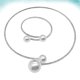 thumbnail image 3 of 2Pcs Conjunto de collar de cadena de mano de perlas Señoras de moda Pulsera de perlas Novia Joyería Cuello Gargantilla Accesorio de vestido de novia (Plata), 3 of 6