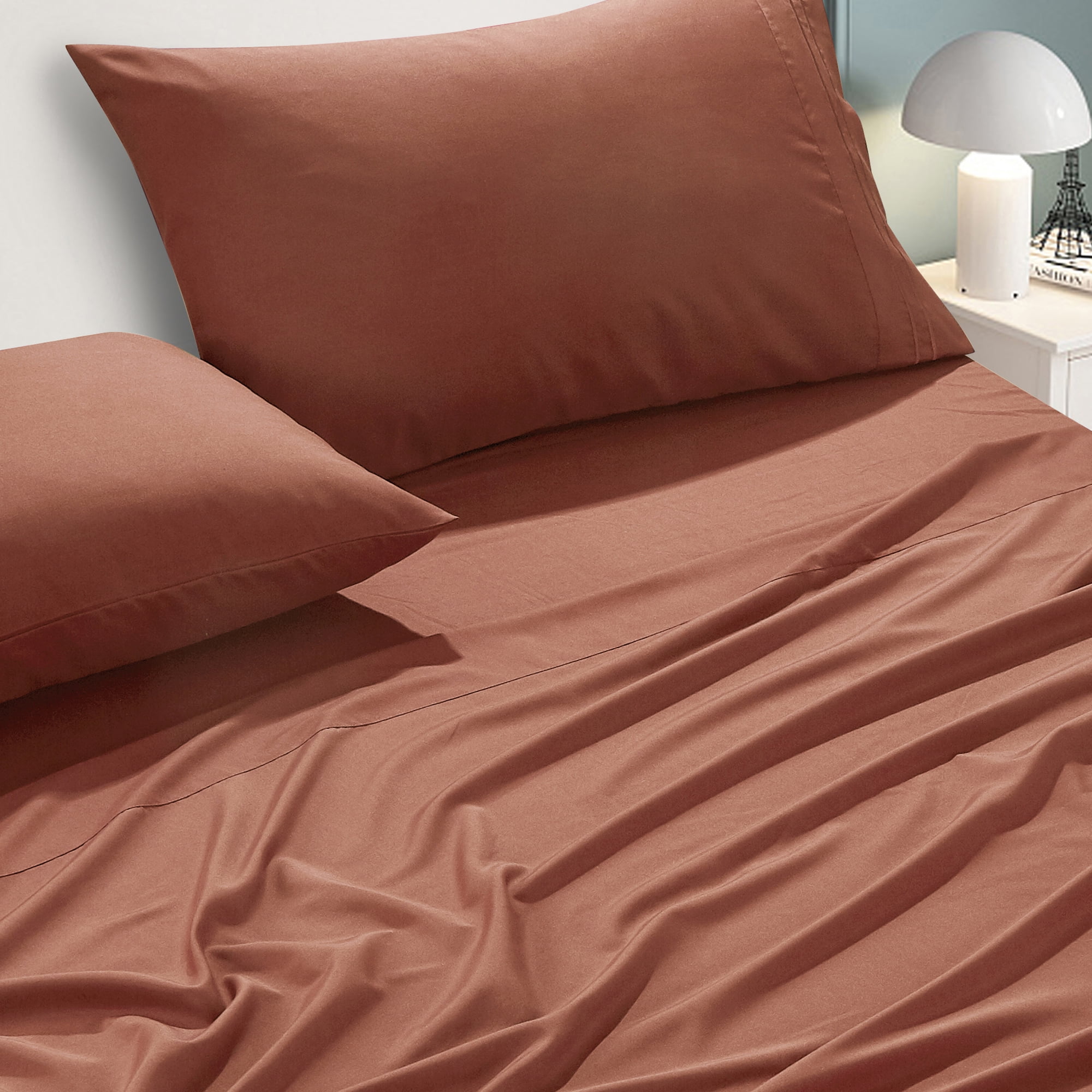 4-Piece Set Bed Sheets, Bedding with Fitted Sheet, Flat Sheet & Pillowcases
