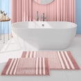 thumbnail image 1 of Juego de alfombras de baño Tindbea, extrasuaves y absorbentes, de chenilla, color rosa, 1 of 6